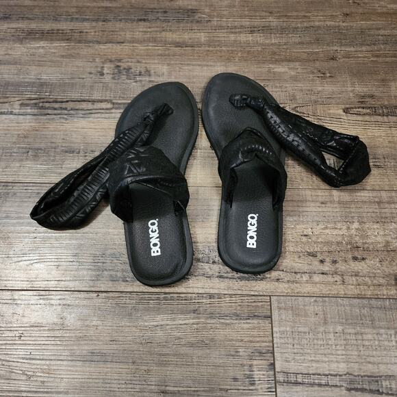 Bongo Flip Flops Sandals women's size 9M black excellent Pre-owned SH1 - Picture 2 of 8